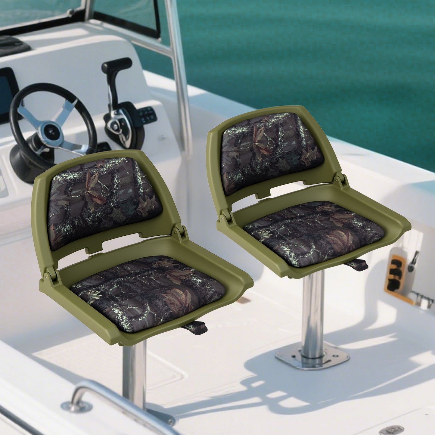 Folding Low Back Boat Seat with Marine-Grade PVC