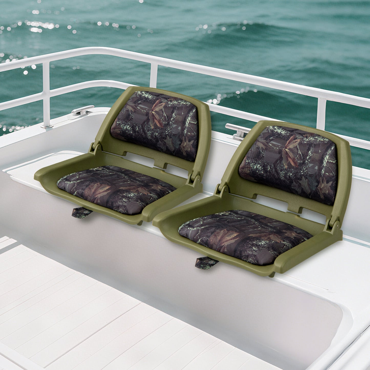 Folding Low Back Boat Seat with Marine-Grade PVC