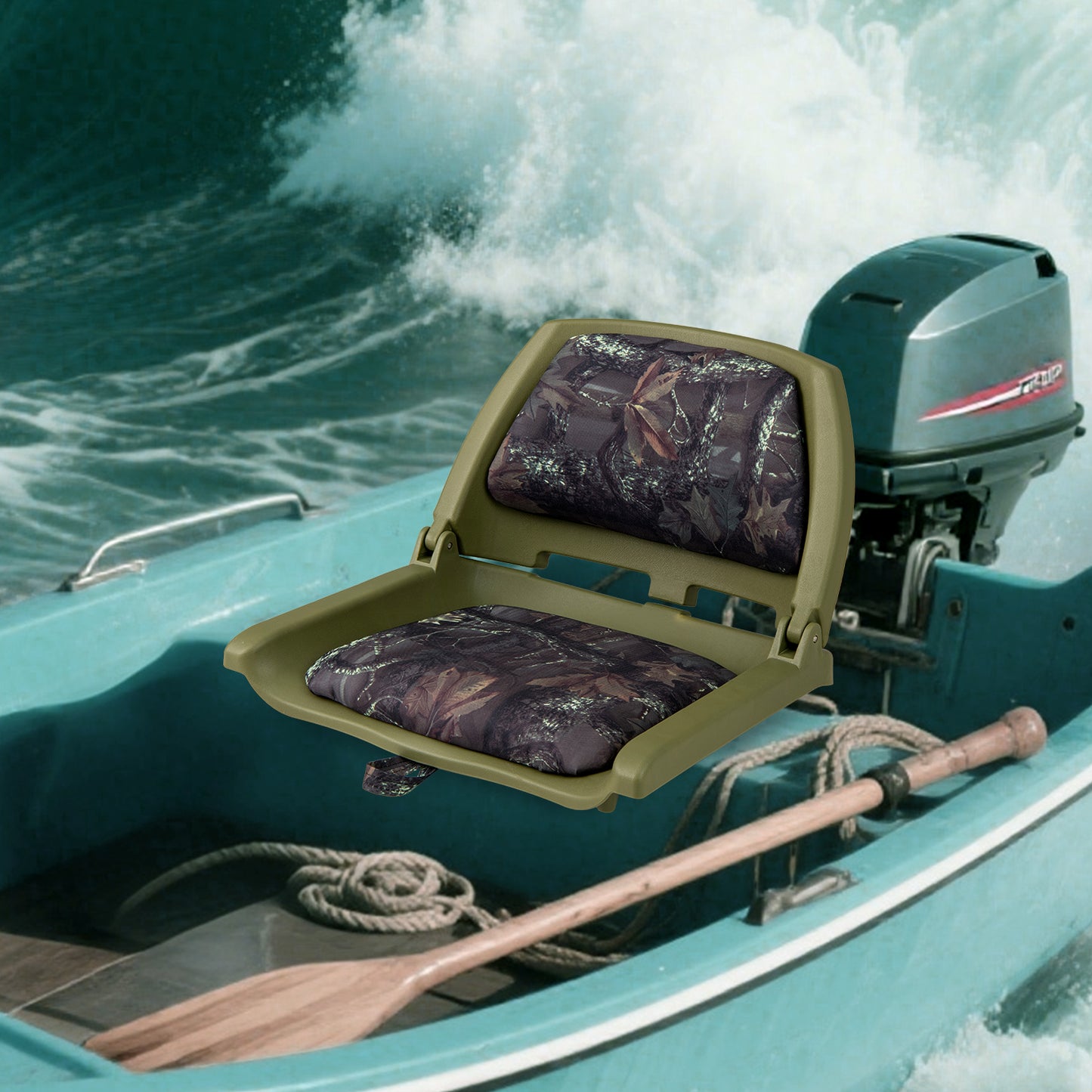 Folding Low Back Boat Seat with Marine-Grade PVC