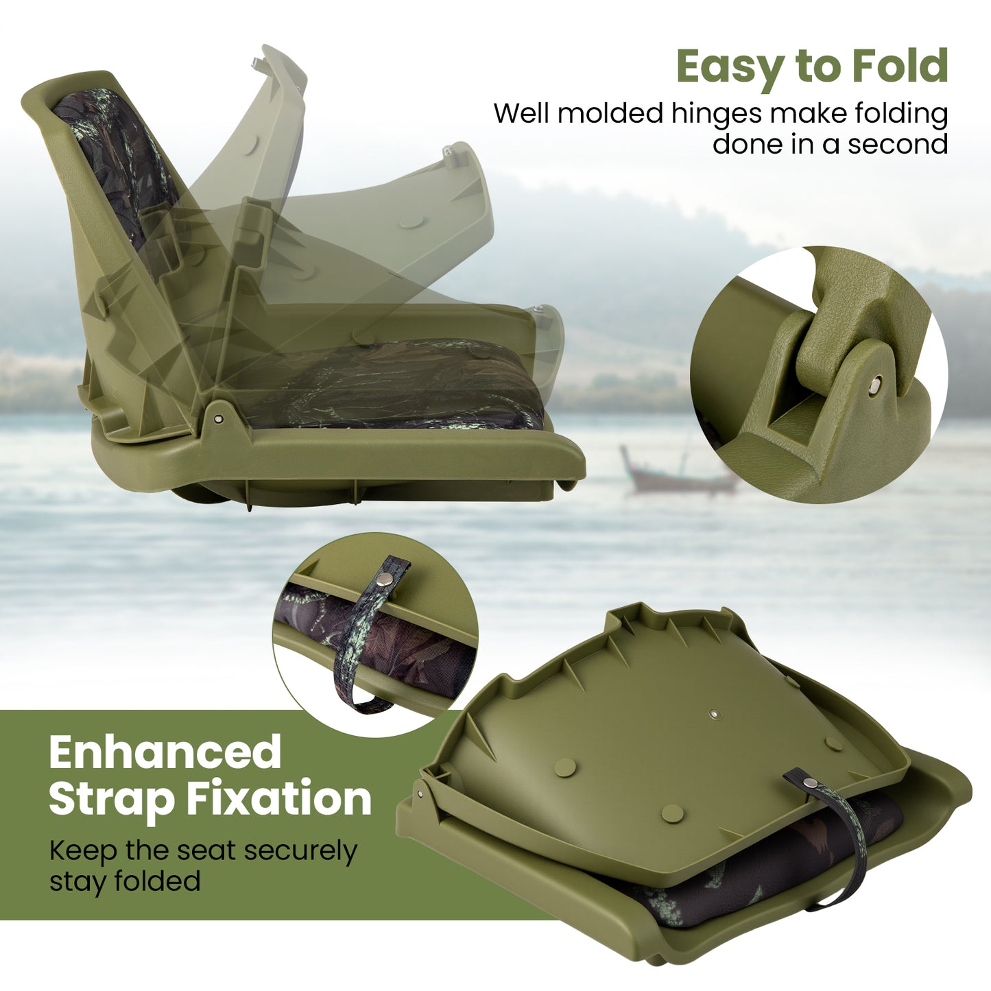 Folding Low Back Boat Seat with Marine-Grade PVC