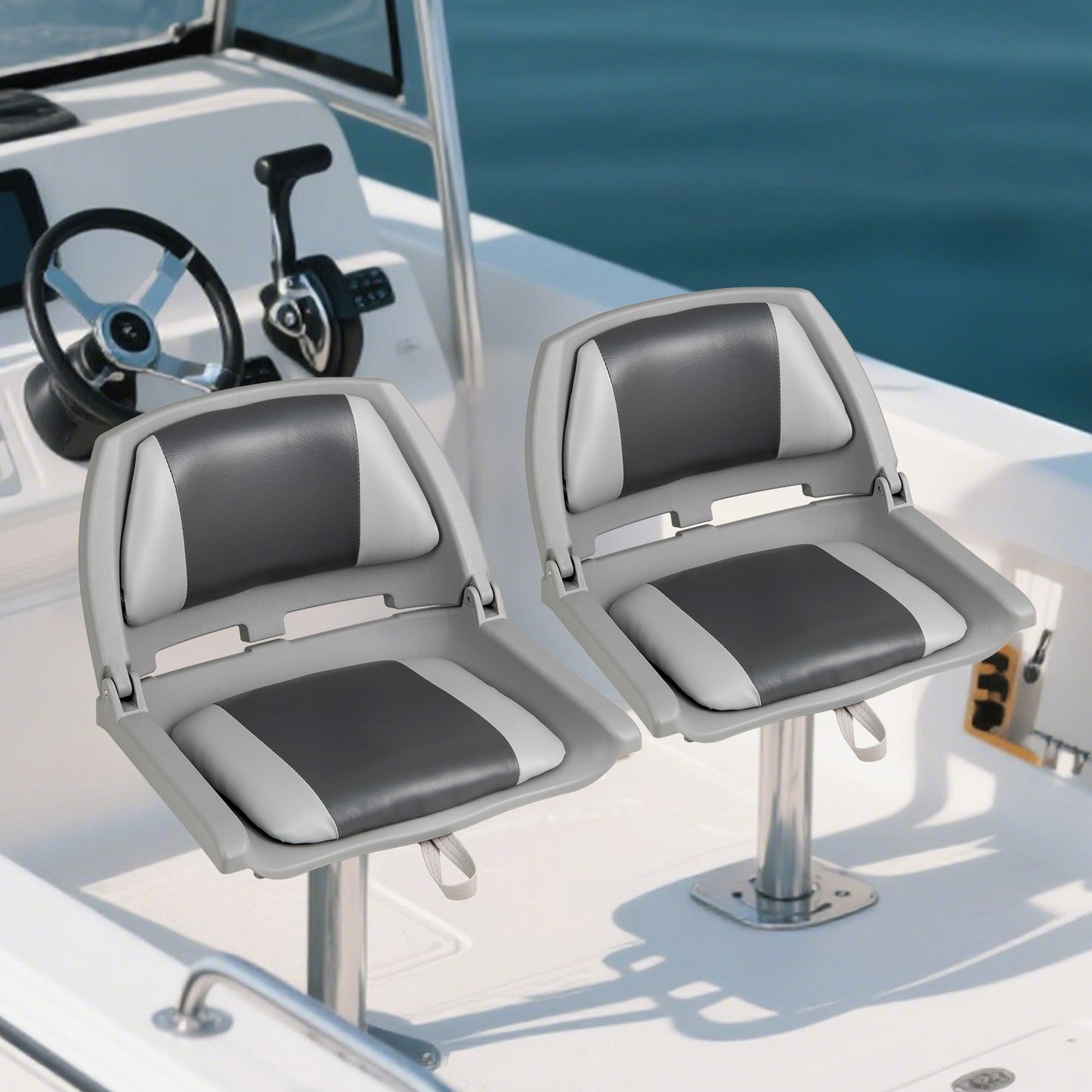 Folding Low Back Boat Seat with Marine-Grade PVC