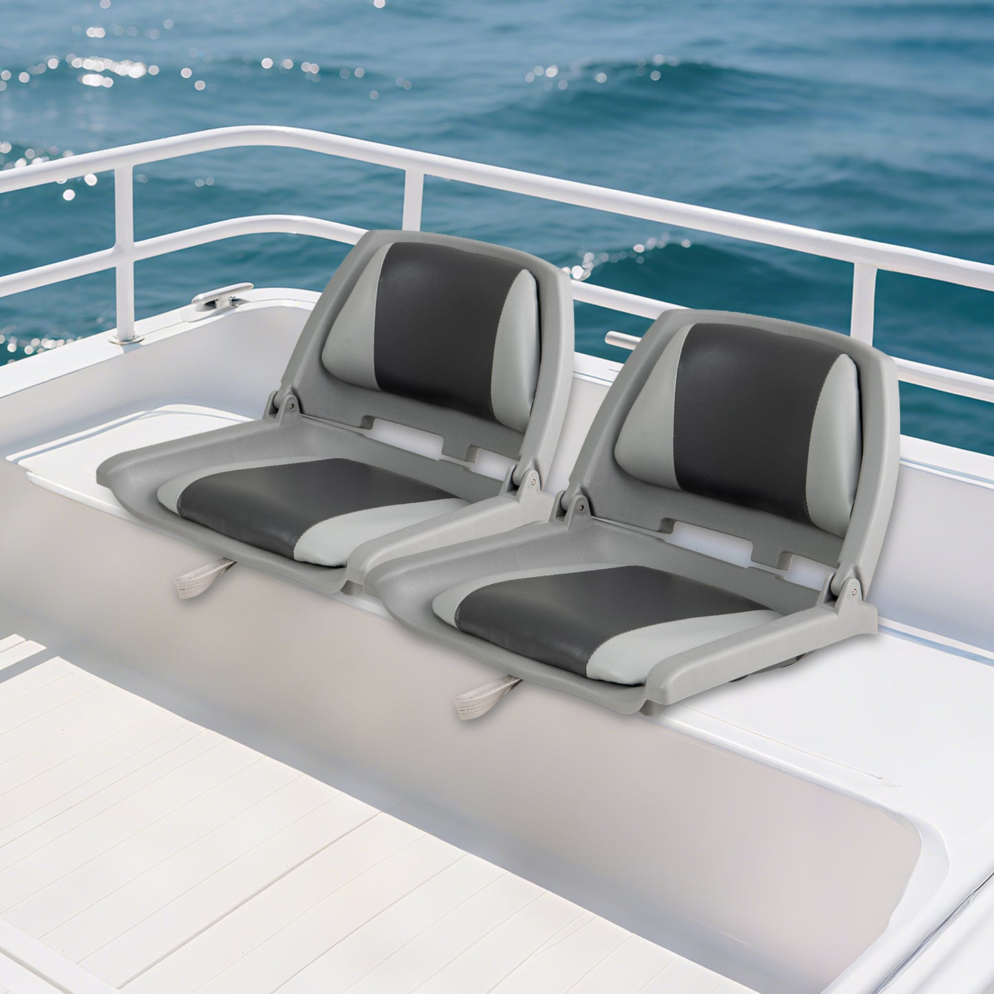 Folding Low Back Boat Seat with Marine-Grade PVC