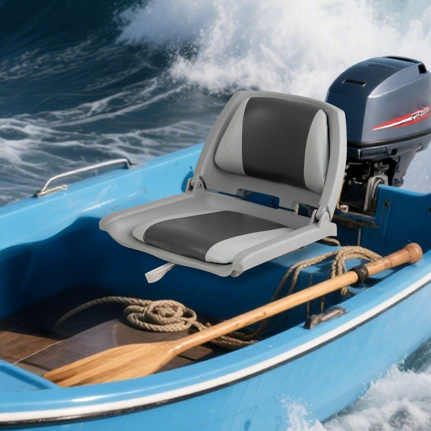Folding Low Back Boat Seat with Marine-Grade PVC