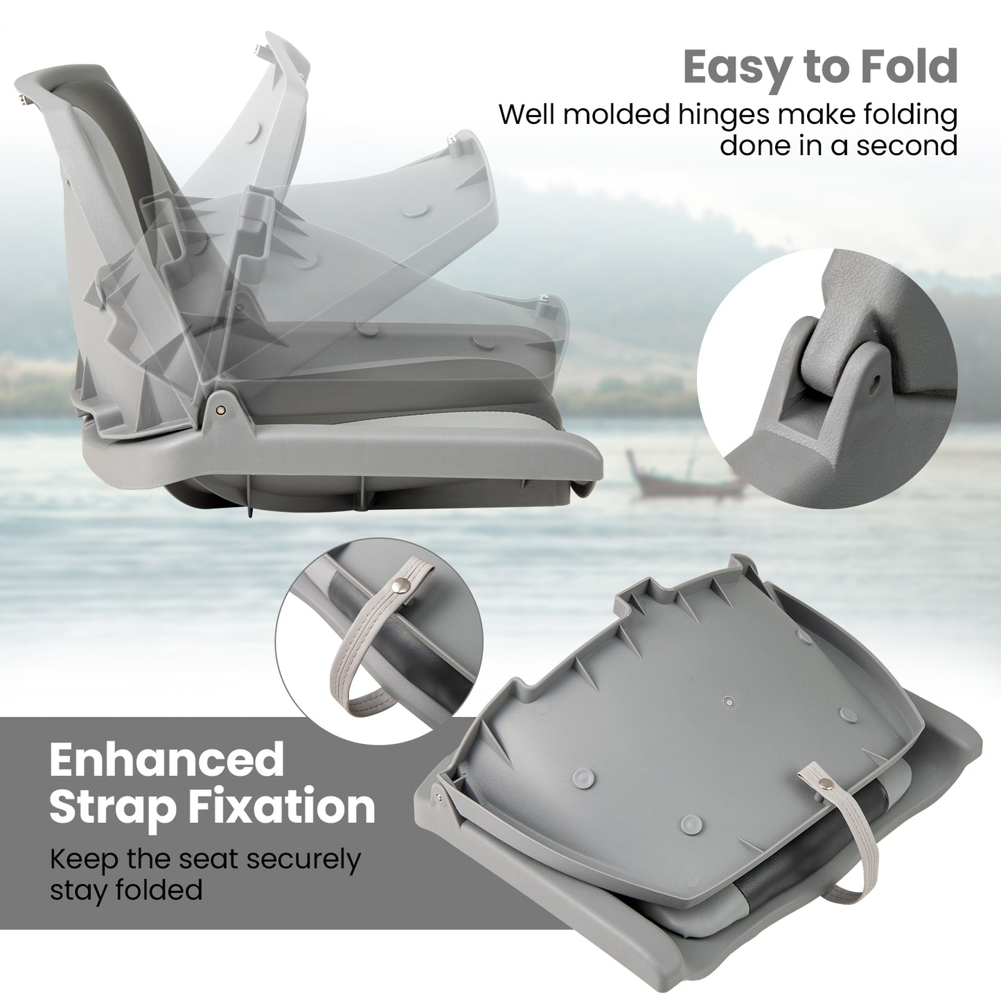Folding Low Back Boat Seat with Marine-Grade PVC