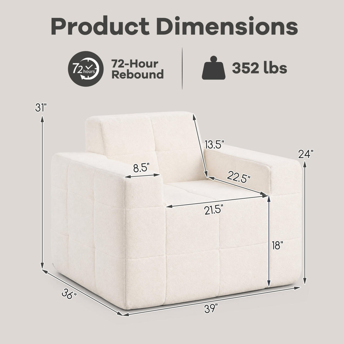 Cloud Sofa Chair with Terry Cloth Upholstery