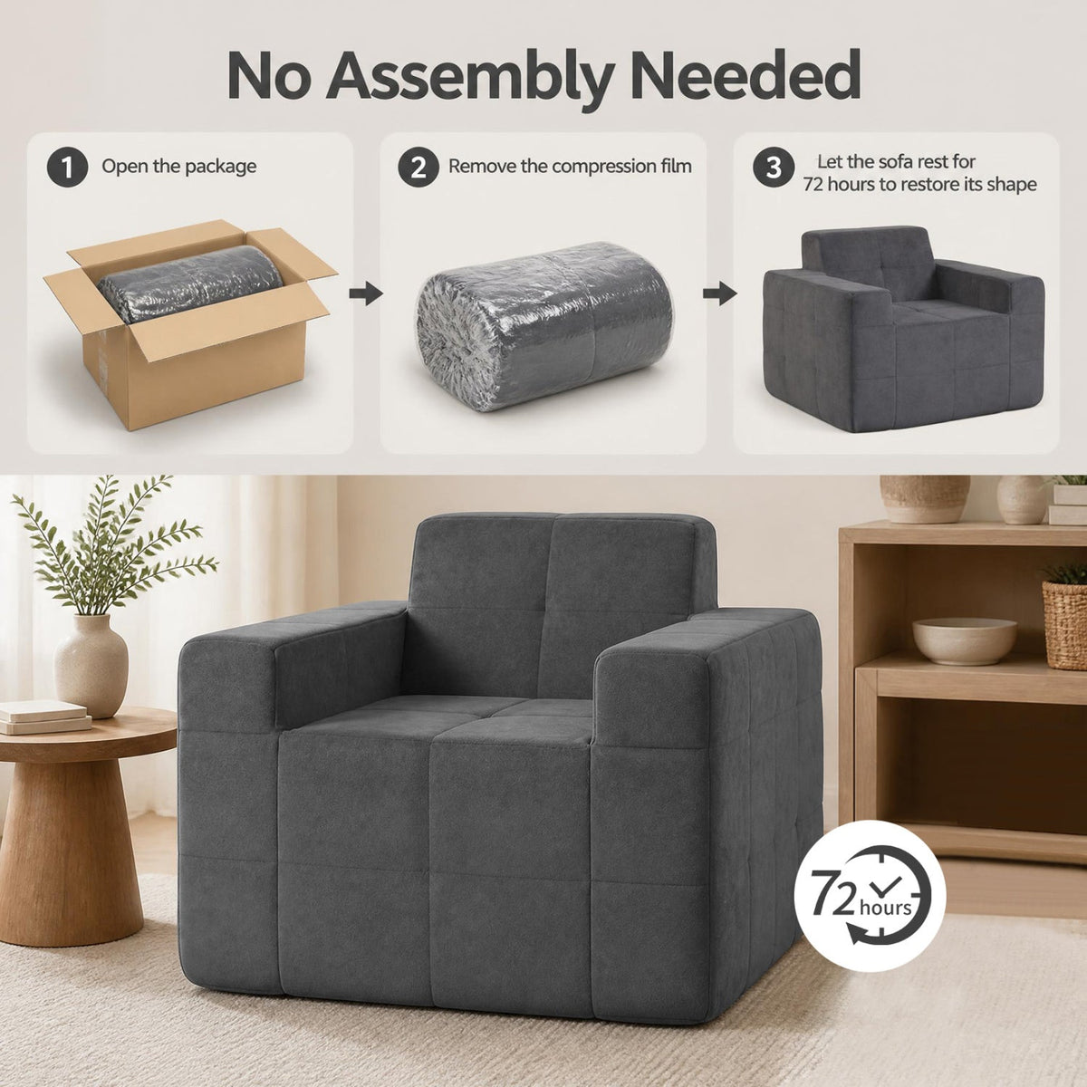 Cloud Sofa Chair with Terry Cloth Upholstery