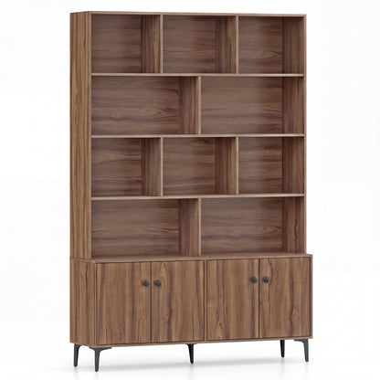 Bookshelf with 4 Doors and 2 Anti-Tipping Kits for Home Office