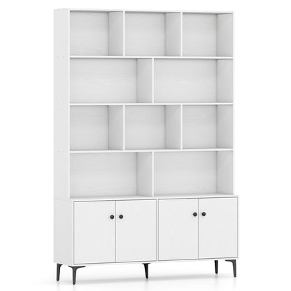 Bookshelf with 4 Doors and 2 Anti-Tipping Kits for Home Office