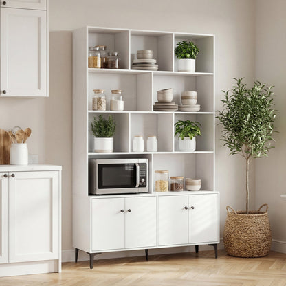 Bookshelf with 4 Doors and 2 Anti-Tipping Kits for Home Office