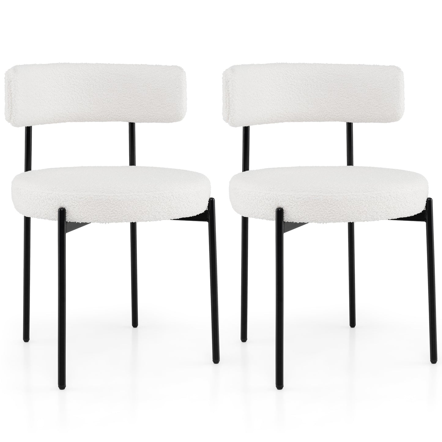 Boucle Dining Chairs Set of 2 with Curved Backrest
