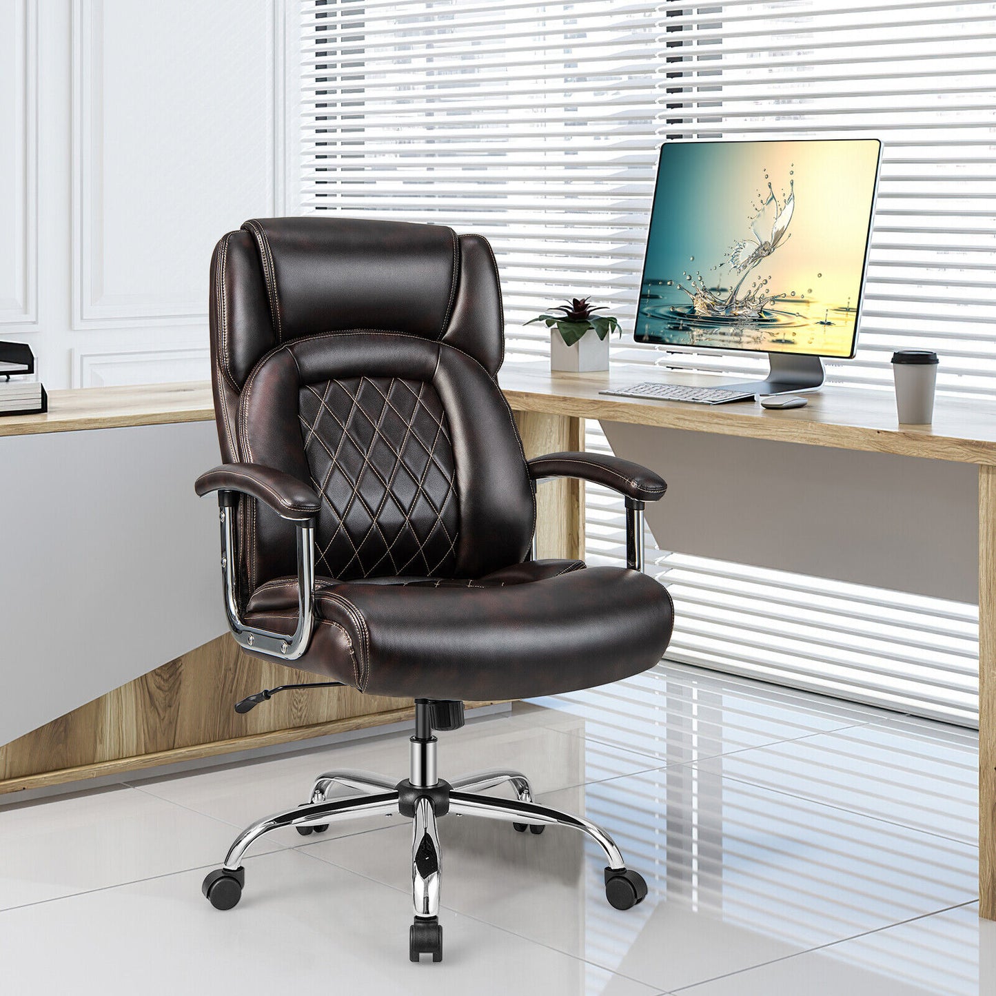 Big and Tall Office Chair with Lumbar Support & Metal Base
