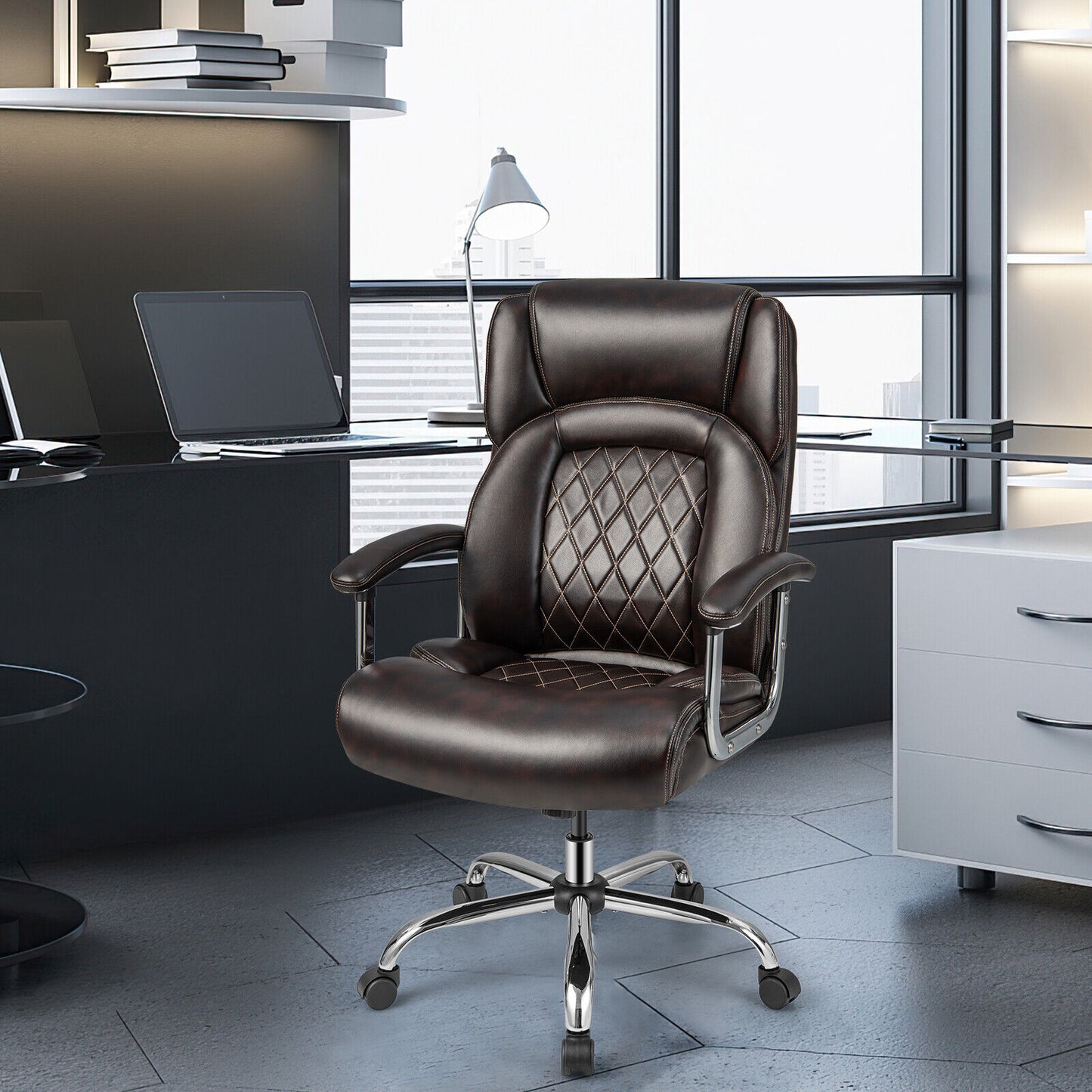 Big and Tall Office Chair with Lumbar Support & Metal Base