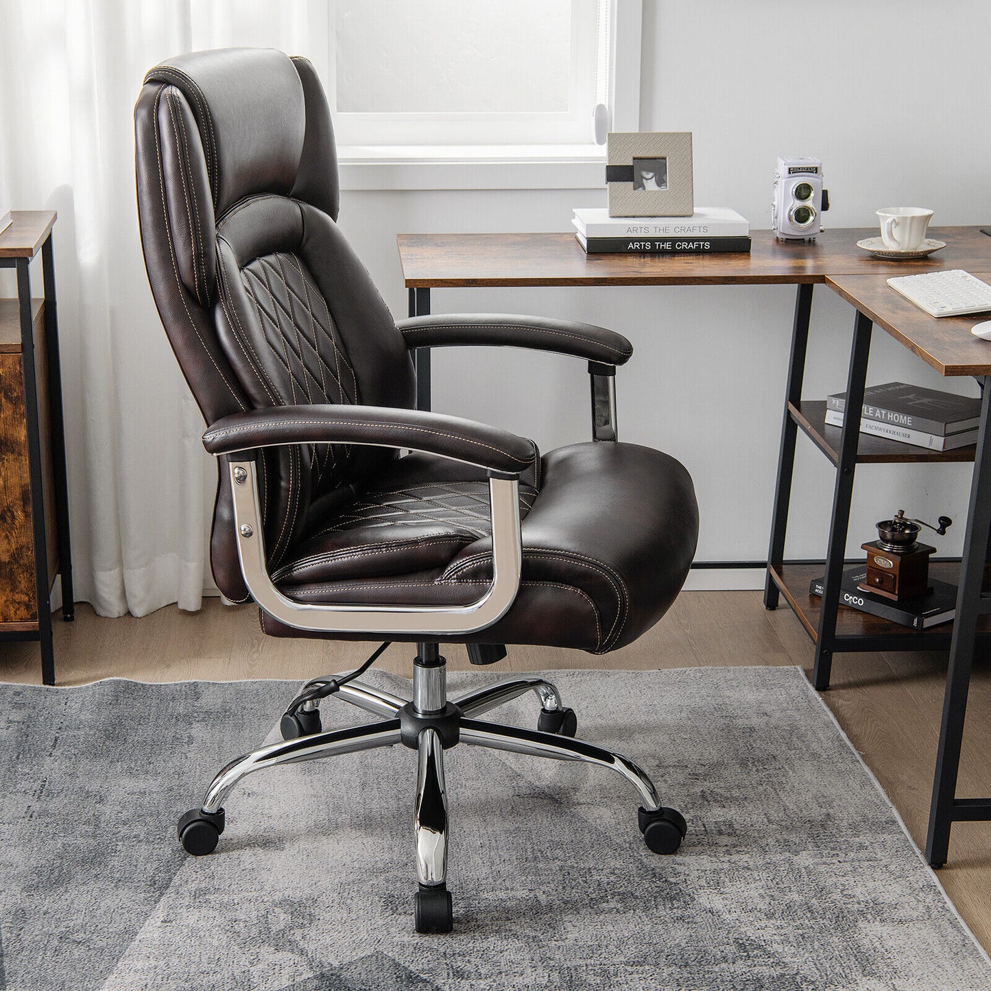 Big and Tall Office Chair with Lumbar Support & Metal Base