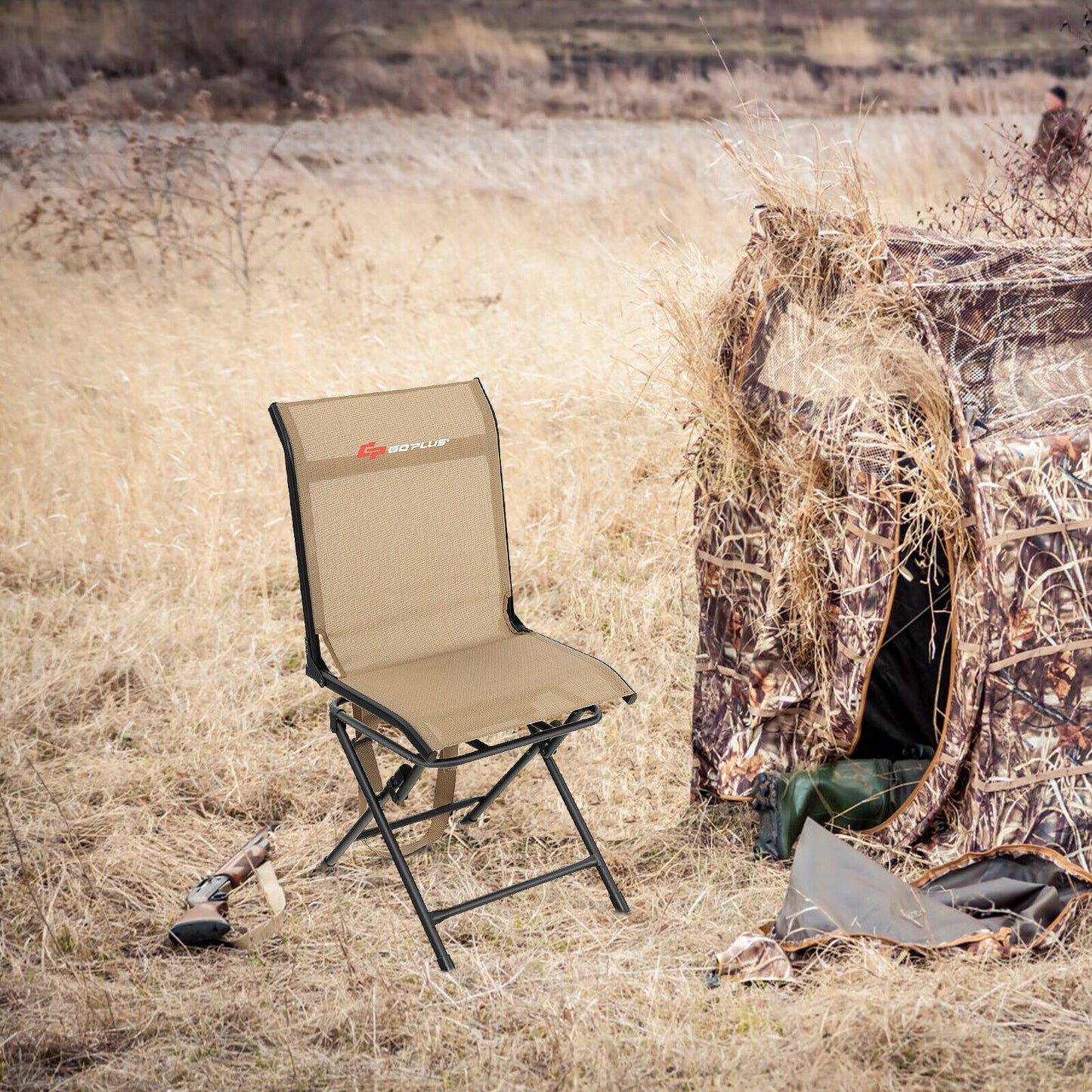 360° Swivel Folding Camping Chair with Iron Frame