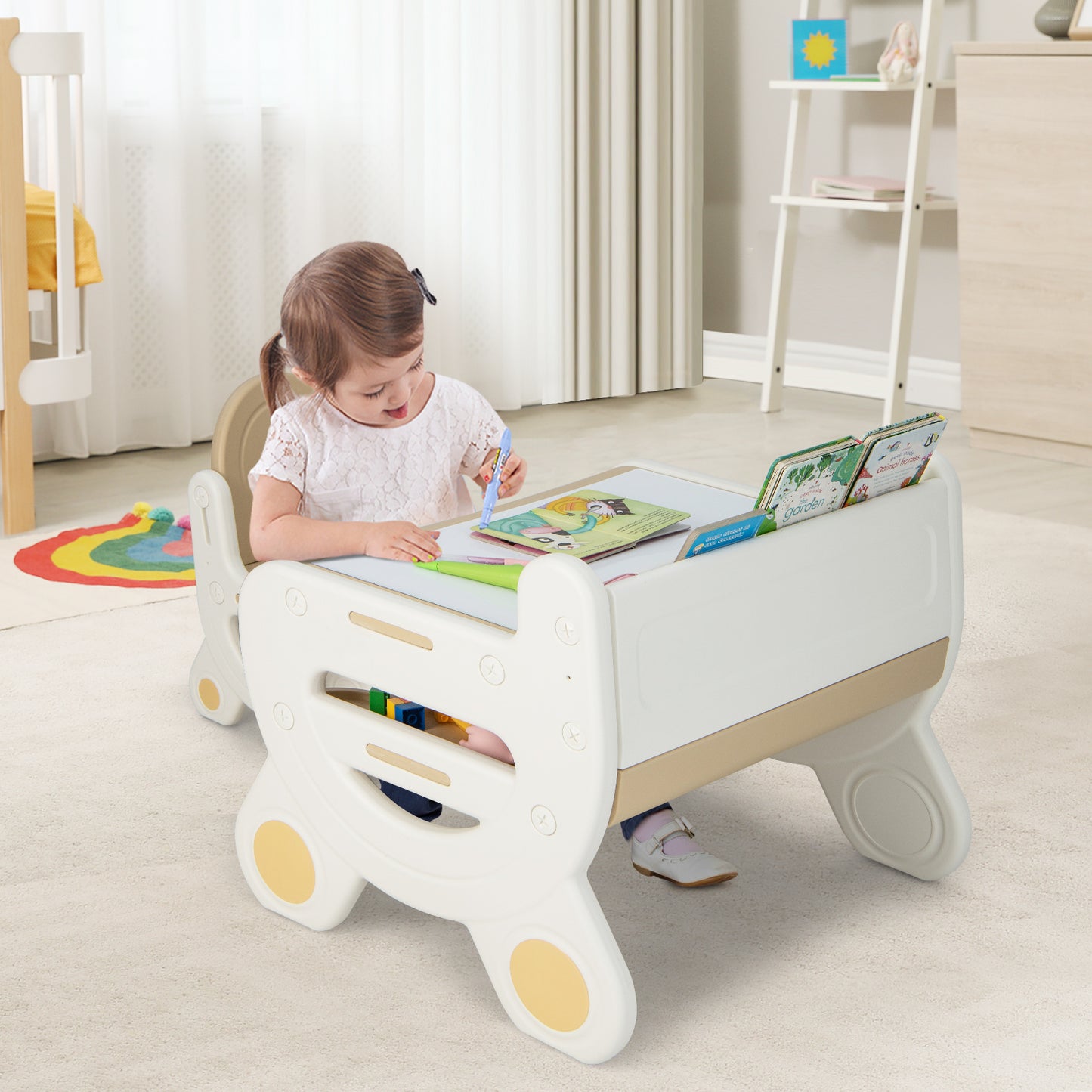 Kids Drawing Table and Chair Set with Watercolor Pens