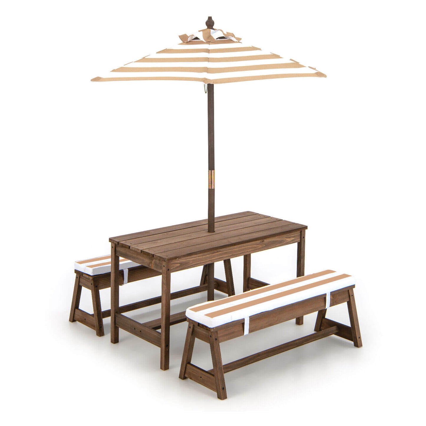 Kids Picnic Table and Bench Set with Umbrella and Cushions