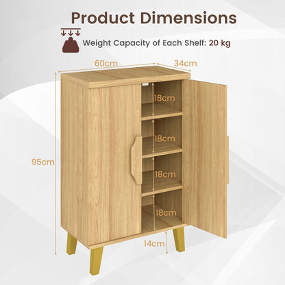 Buffet Cabinet with Double Doors and Raised Legs-Natural