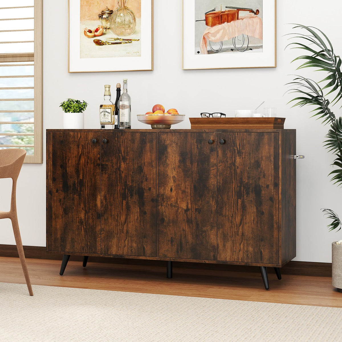 Buffet Sideboard Mid Century Modern Storage Cabinet with Adjustable Shelves