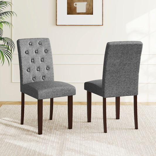 Upholstered Dining Chairs Set of 2 with Button Tufted Back