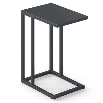 C-Shaped Side Table with Adjustable Foot Pads for Living Room Bedroom-Dark Gray