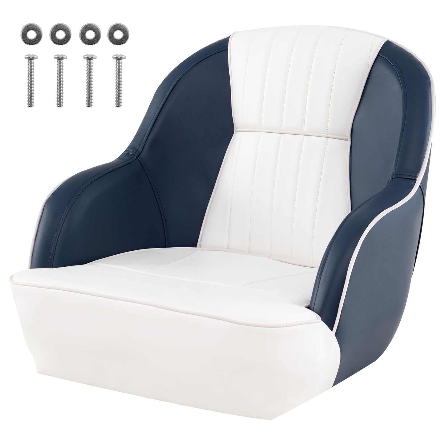 Pontoon Boat Captain Seat with Armrests - Blue & White