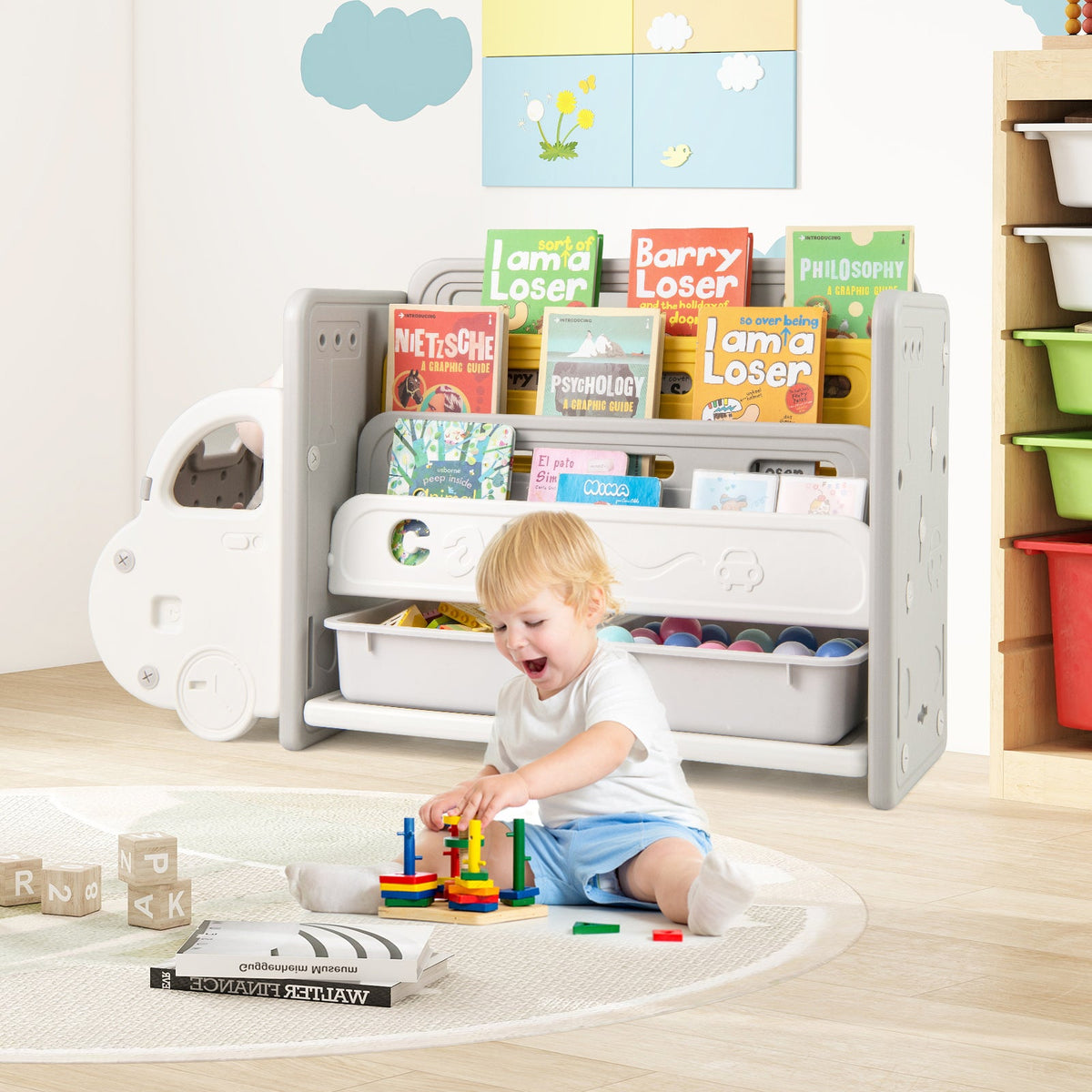 Car Themed Kids Toy Storage and Bookshelf
