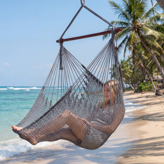 Caribbean Hammock Chair with Metal Spreader Bar & Rope Swing