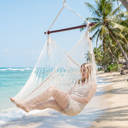 Caribbean Hammock Chair with Metal Spreader Bar & Rope Swing