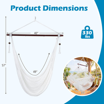 Caribbean Hammock Chair with Metal Spreader Bar & Rope Swing