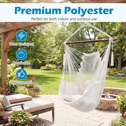 Caribbean Hammock Chair with Metal Spreader Bar & Rope Swing