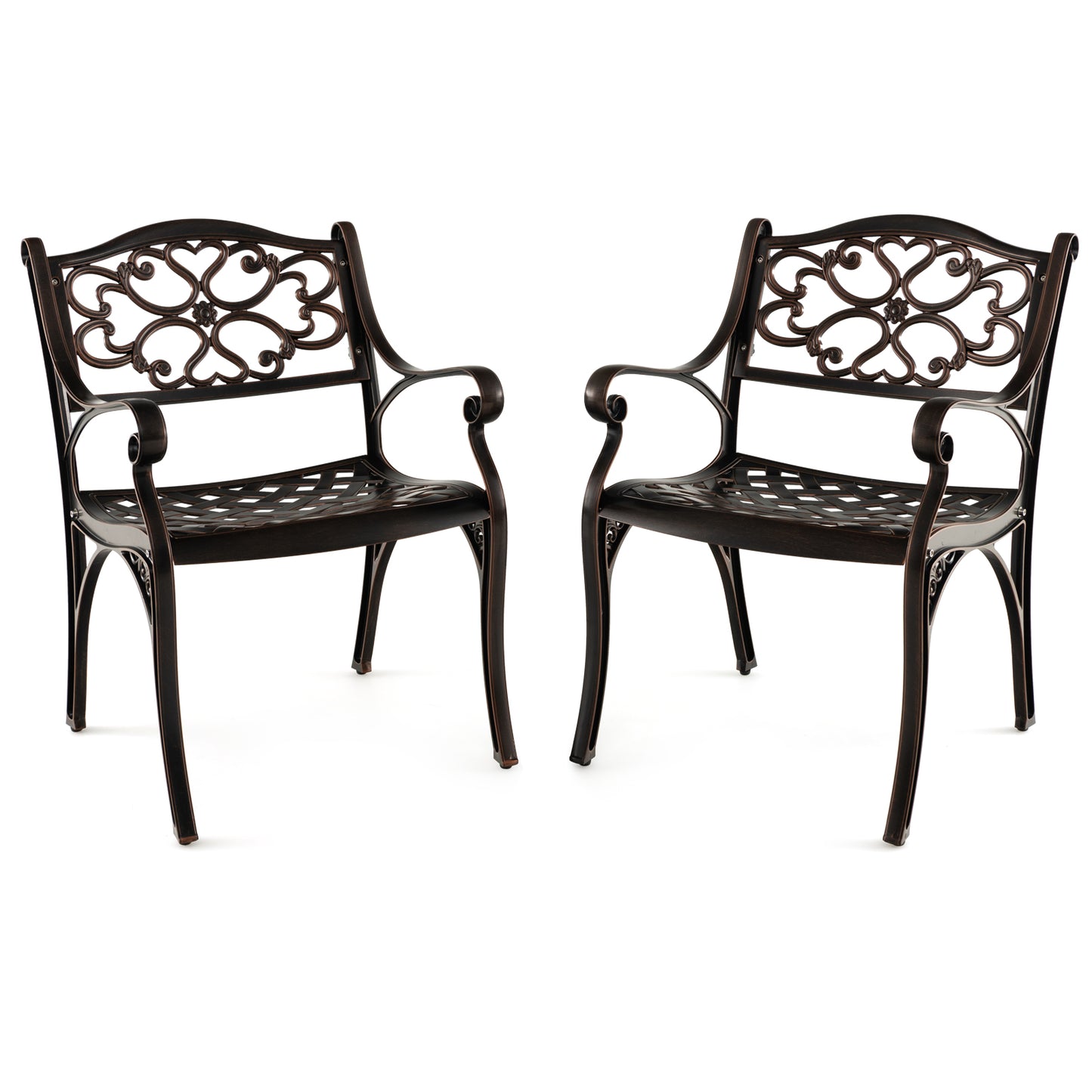 Cast Aluminum Patio Dining Chairs Set of 2 with Armrests