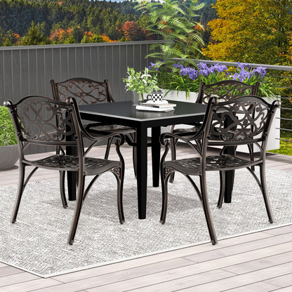 Cast Aluminum Patio Dining Chairs Set of 2 with Armrests