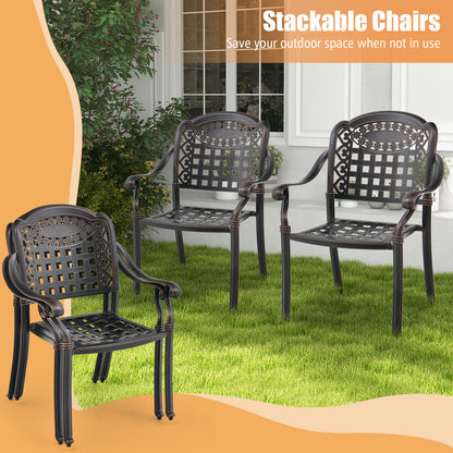 Cast Aluminum Patio Dining Chairs with Armrests, Set of 2