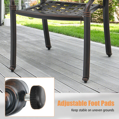 Cast Aluminum Patio Dining Chairs with Armrests, Set of 2