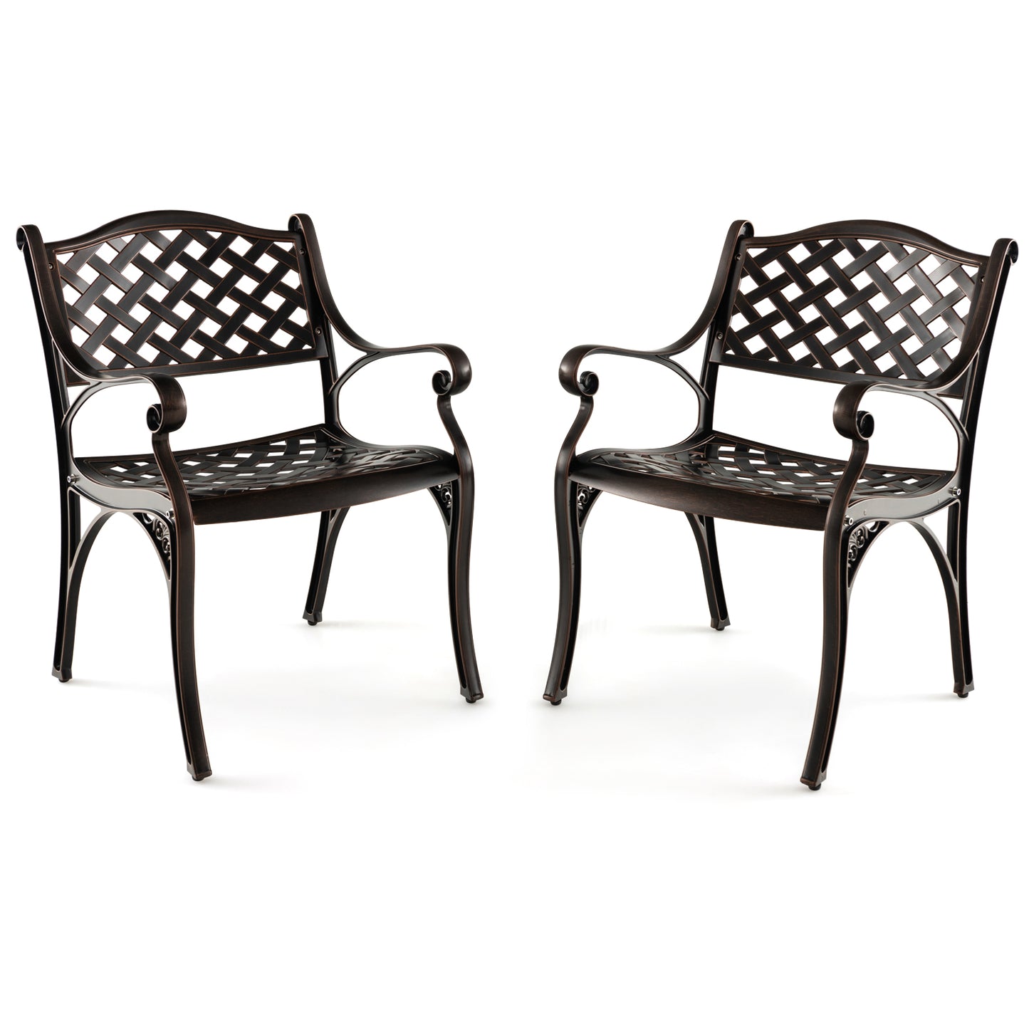 Cast Aluminum Patio Dining Chairs Set of 2 with Armrests