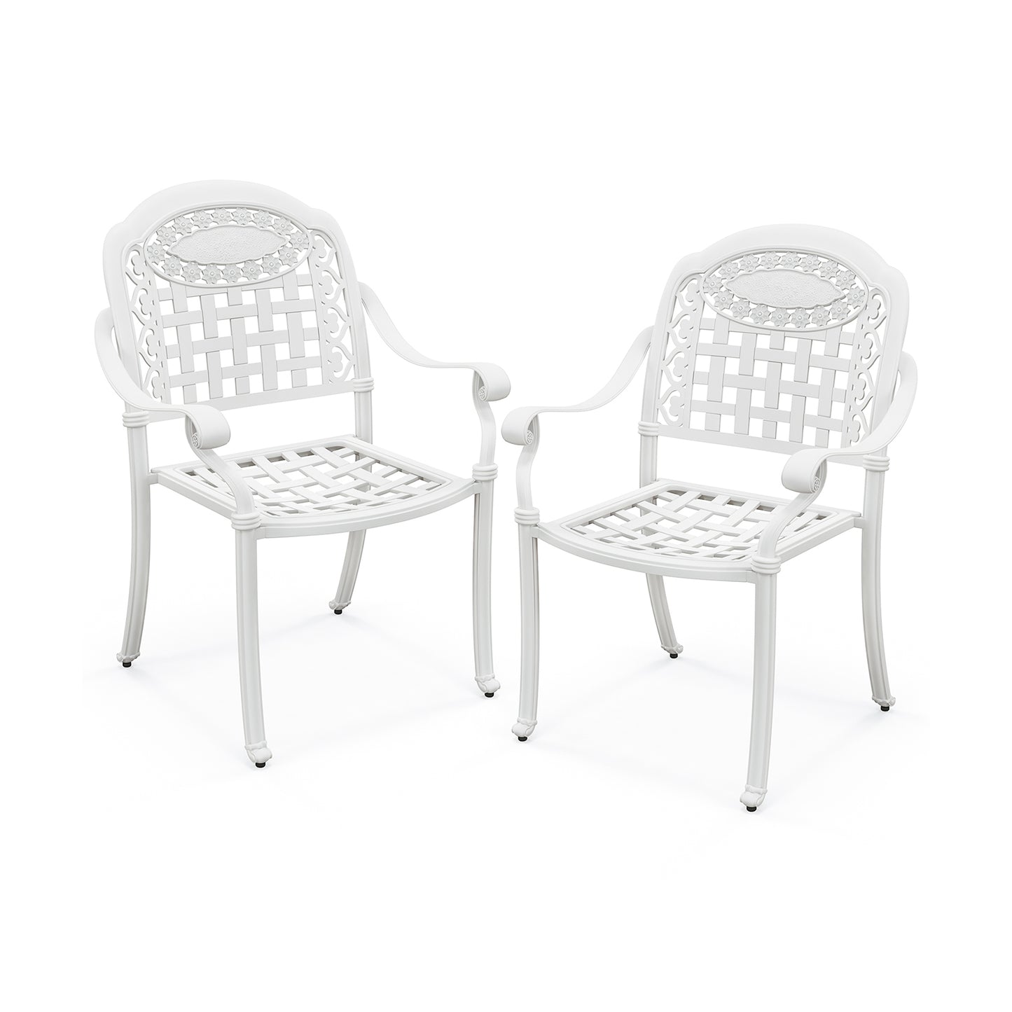 Cast Aluminum Patio Dining Chairs with Armrests, Set of 2