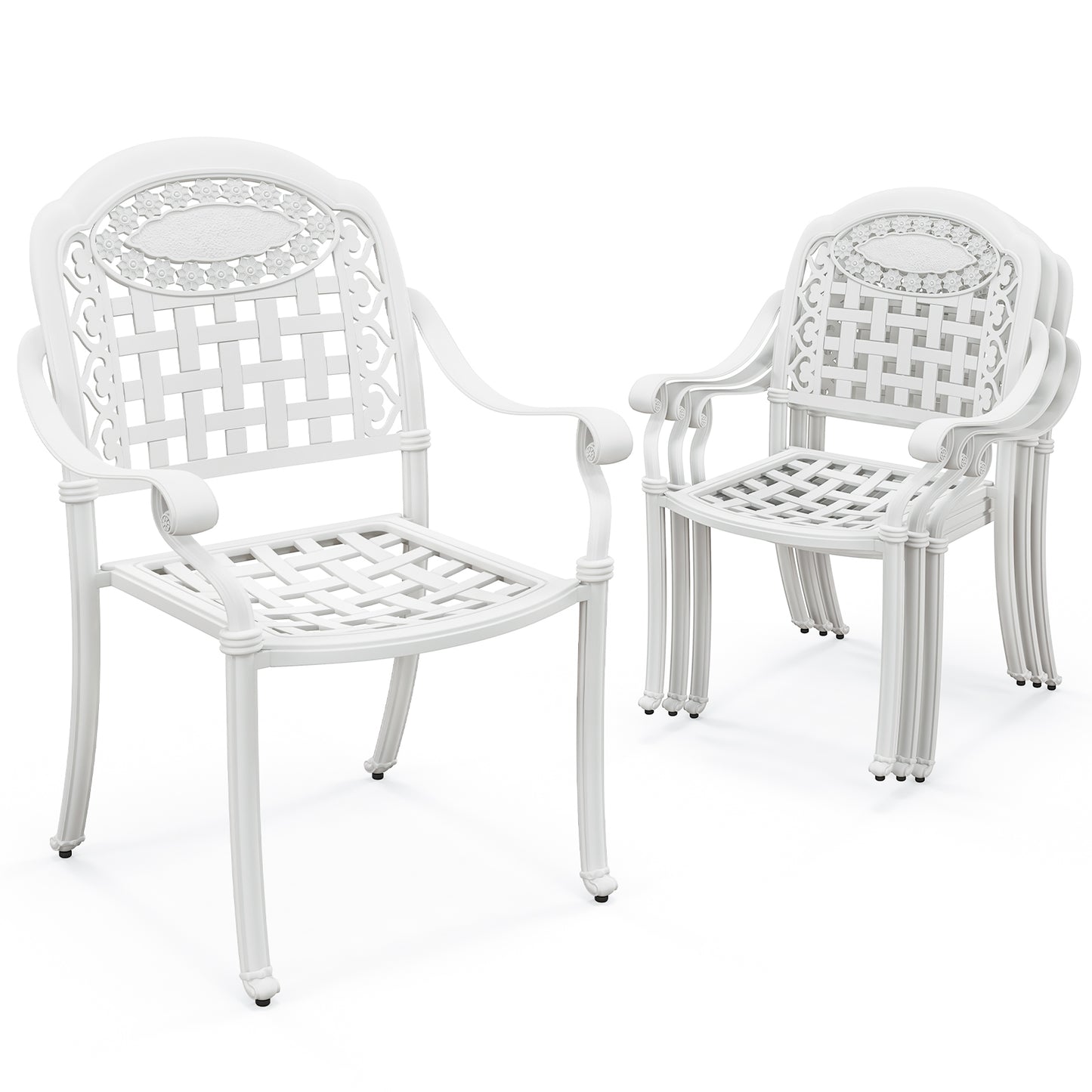 Cast Aluminum Patio Dining Chairs with Armrests, Set of 2