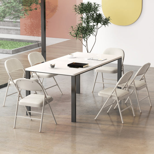 Folding Chairs Set of 6 with Padded Seats and Fabric Backrest