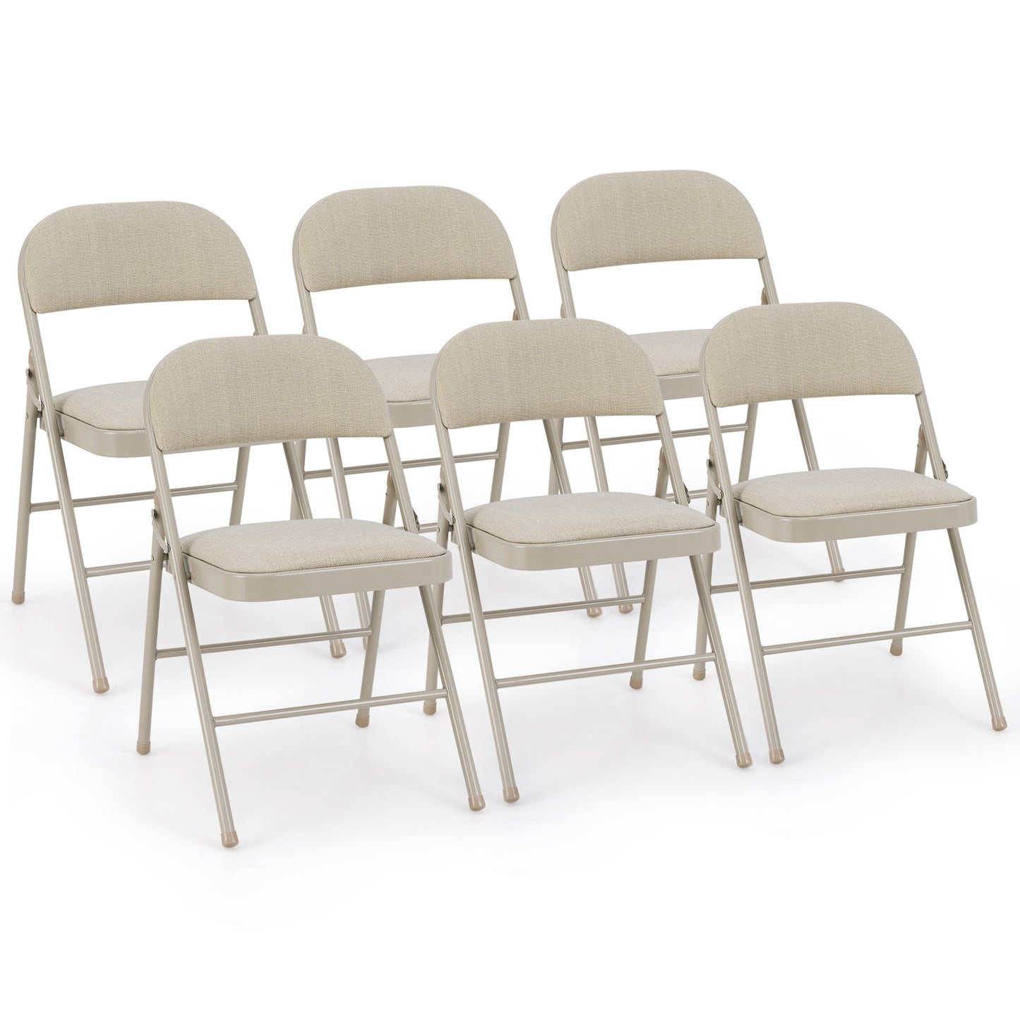 Folding Chairs Set of 6 with Padded Seats and Fabric Backrest
