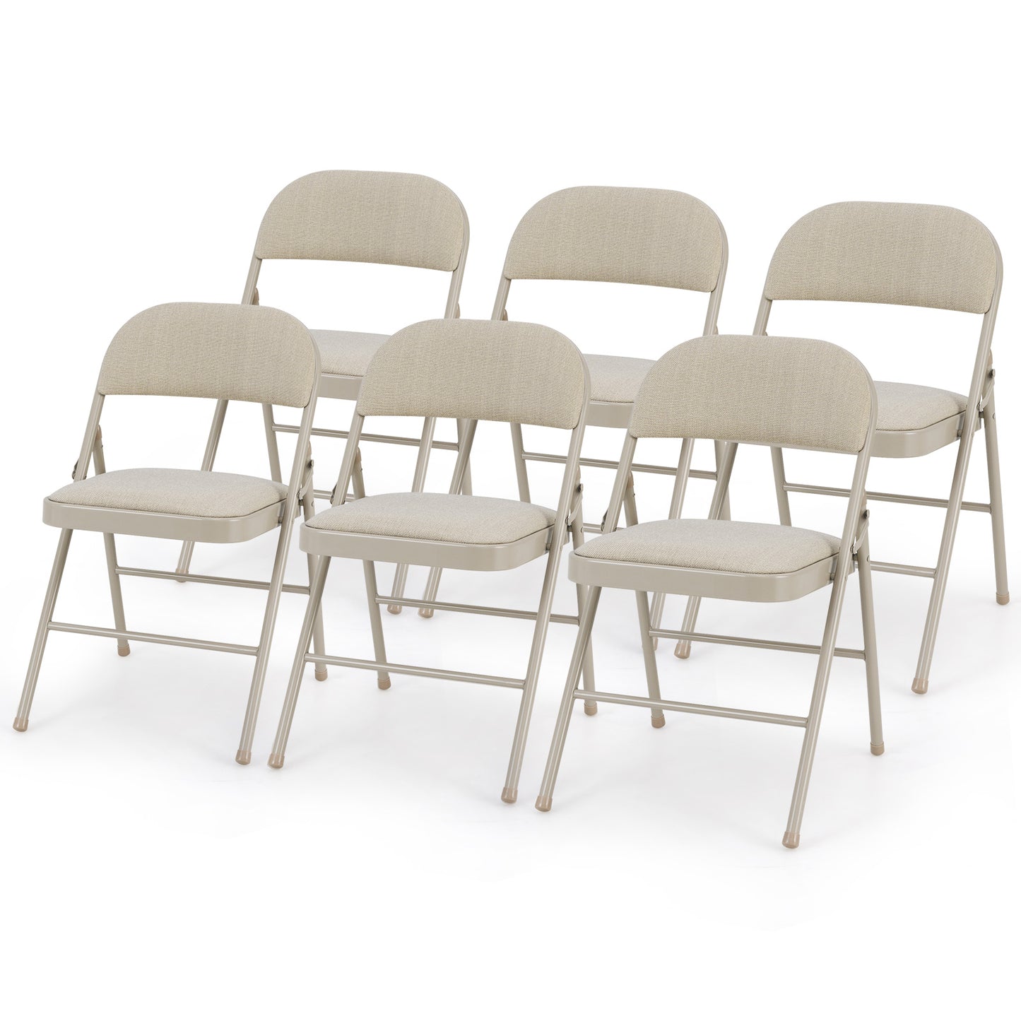 Folding Chairs Set of 6 with Padded Seats and Fabric Backrest