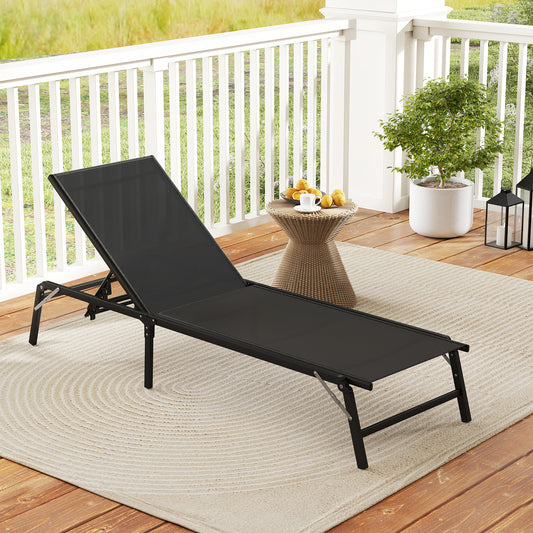 Foldable Chaise Lounge Chairs Set of 2 - Adjustable Backrest