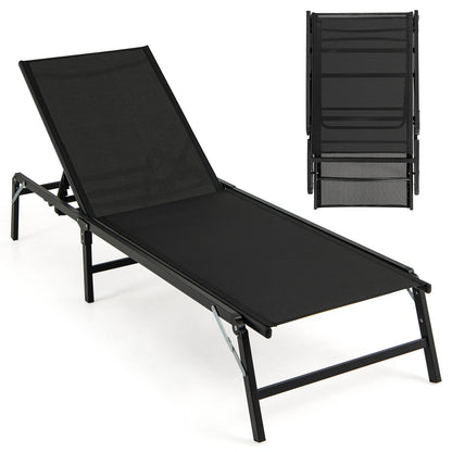 Foldable Chaise Lounge Chairs Set of 2 - Adjustable Backrest