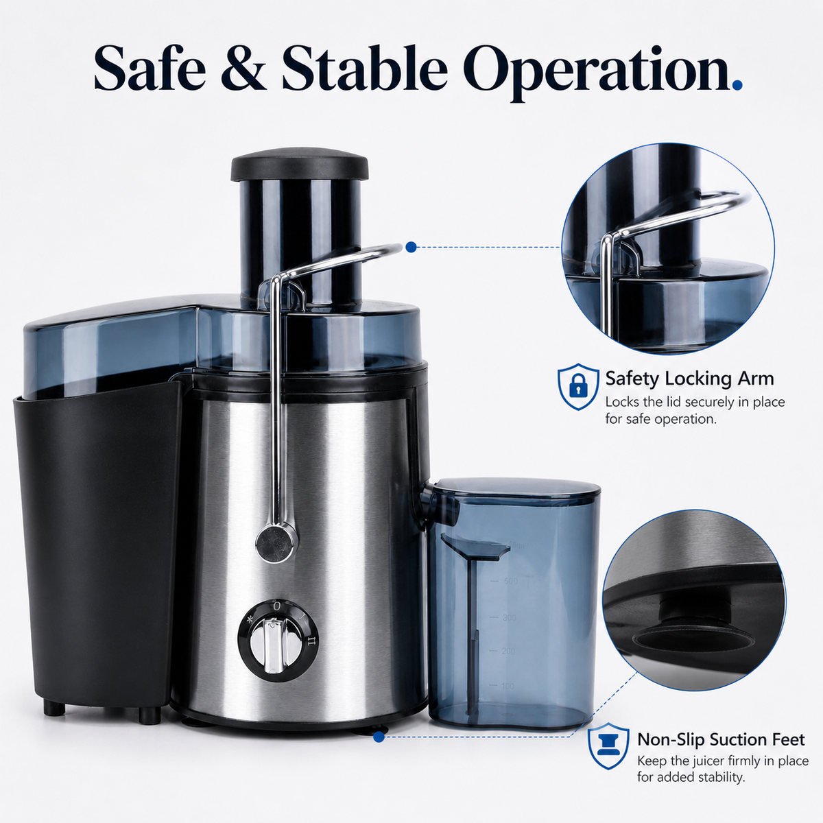 1000W Centrifugal Juicer Juice Extractor with 2 Speeds 2.6in Wide Feed Chute 17Oz Juicer Cup 54Oz Pulp Collector Electric Juicer for Fruits Vegetables