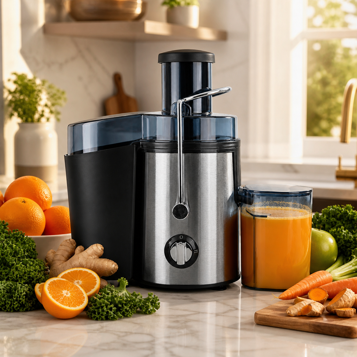 1000W Centrifugal Juicer Juice Extractor with 2 Speeds 2.6in Wide Feed Chute 17Oz Juicer Cup 54Oz Pulp Collector Electric Juicer for Fruits Vegetables