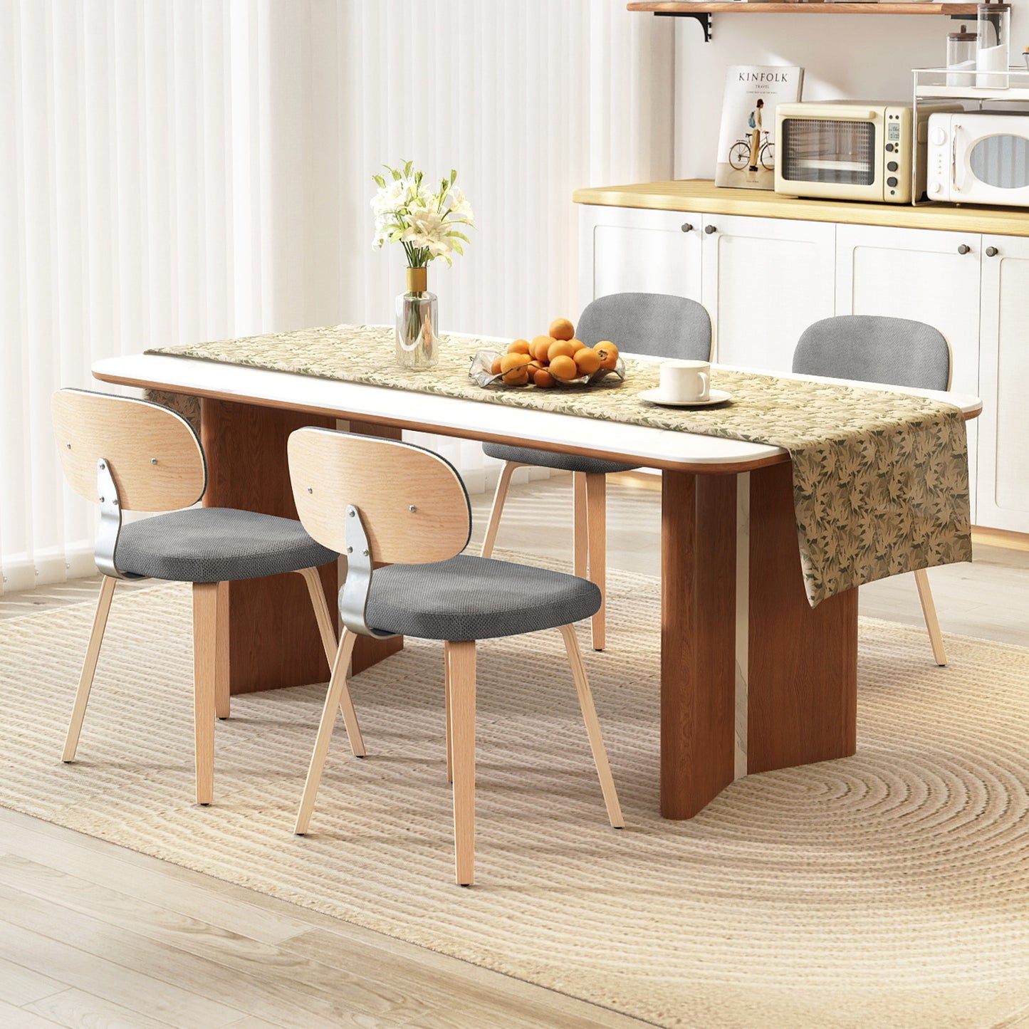 Upholstered Dining Chairs Set of 4 - Chenille Fabric