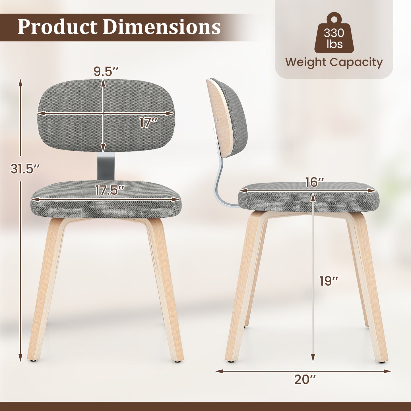 Upholstered Dining Chairs Set of 4 - Chenille Fabric