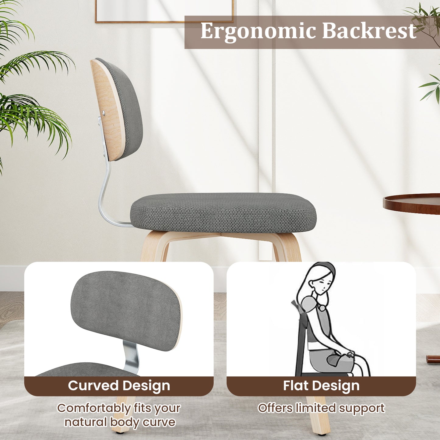 Upholstered Dining Chairs Set of 4 - Chenille Fabric