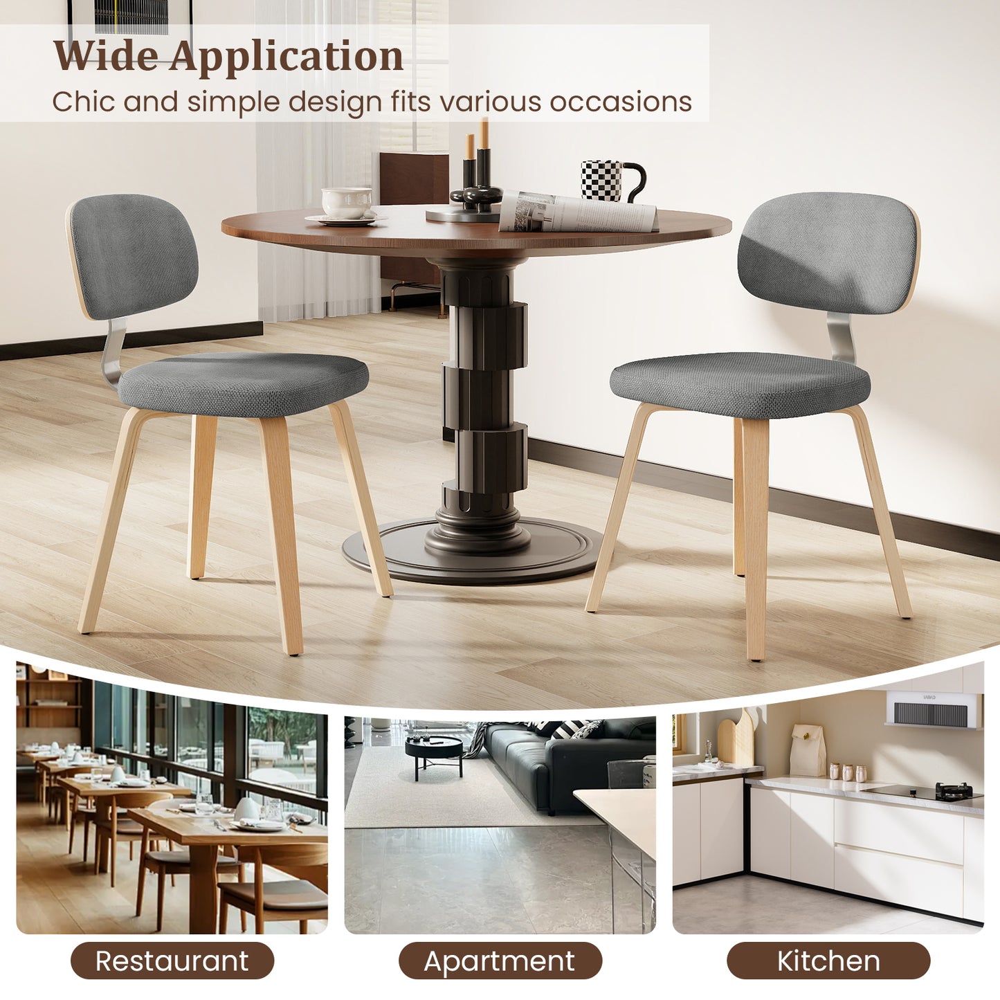 Upholstered Dining Chairs Set of 4 - Chenille Fabric