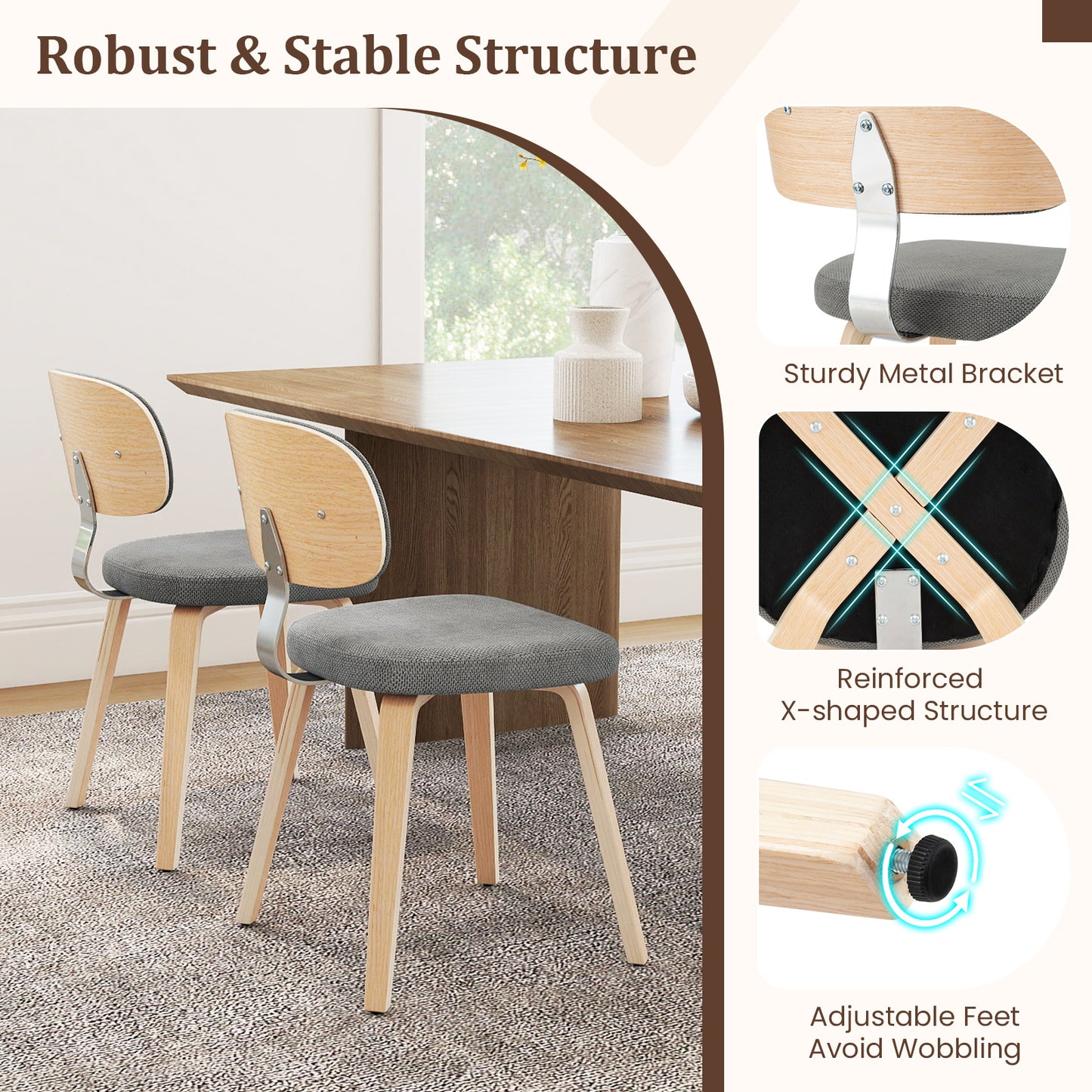Upholstered Dining Chairs Set of 4 - Chenille Fabric
