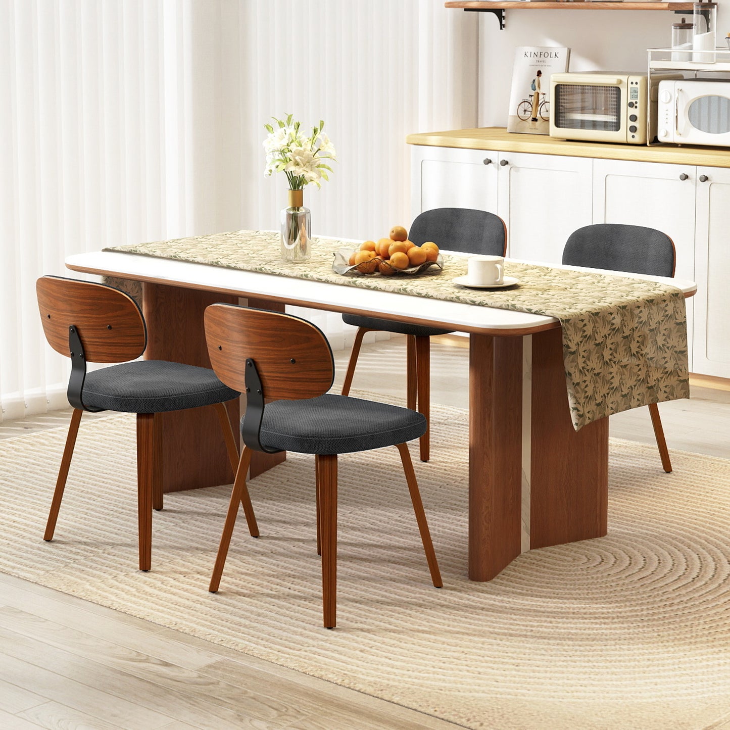 Upholstered Dining Chairs Set of 4 - Chenille Fabric